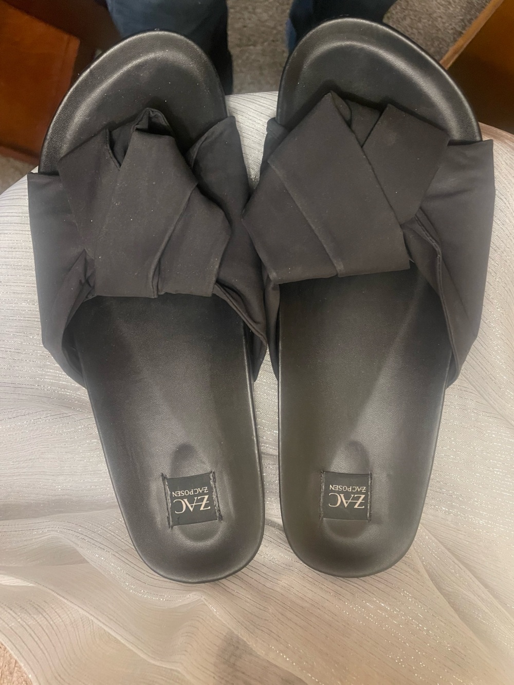 ZAC Zac Posen Black Knotted Slide Sandals